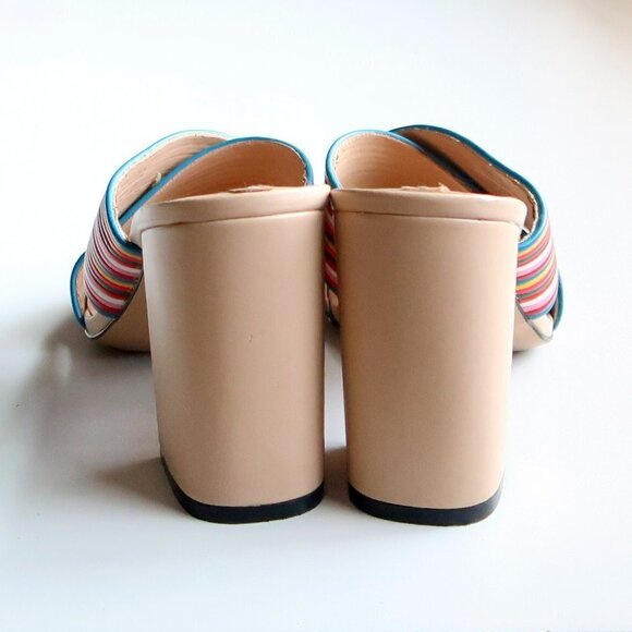 Aldo Rainbow Multicolor Block Heel Open Toe Mule Sandals Summer Shoes Size 7 - Picture 6 of 16